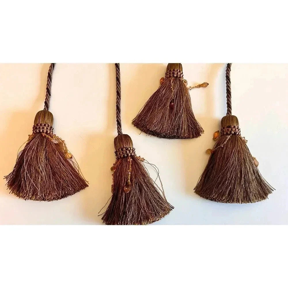 Vintage handmade Twine Polyester Fringe Curtain Holders Decoration Hanging Rope
